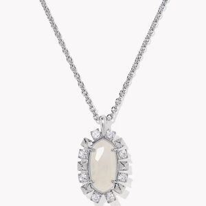 New Kendra Scott Shanley Silver Irridescent And Crystal Necklace